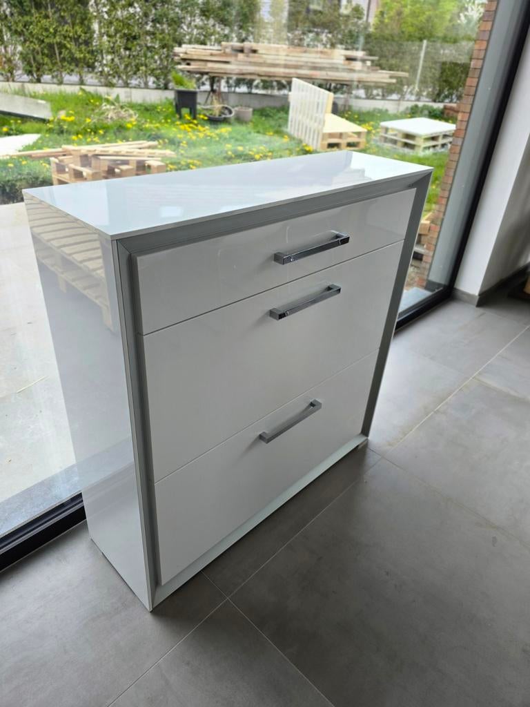 Luxe Italiaanse Designset (Munari) - Wit Glas & Aluminium -, Ophalen