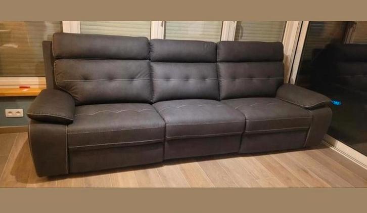 Elektrische relax driezit, Huis en Inrichting, Zetels | Complete zithoeken, Zo goed als nieuw, Metaal, Stof, Ophalen