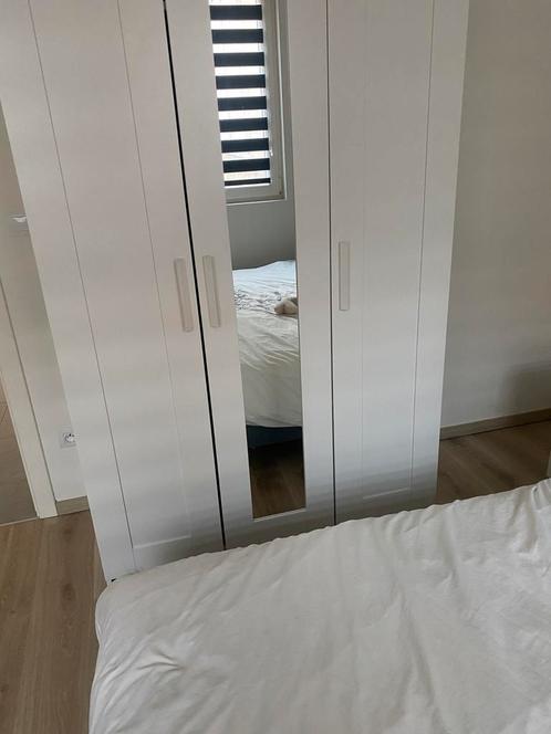 Witte kleerkast met spiegel, Huis en Inrichting, Kasten | Kleerkasten, Gebruikt, 150 tot 200 cm, 100 tot 150 cm, 25 tot 50 cm