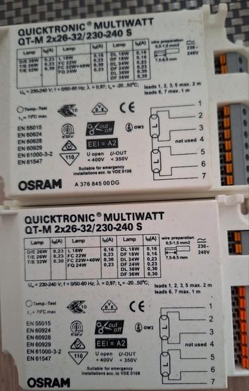 2×Elektronische ballast quicktronic multiwatt osram beschikbaar voor biedingen