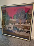 Zijden sjaal ingelijst in een sjaalframe van Luciano So, Antiek en Kunst, Ophalen of Verzenden