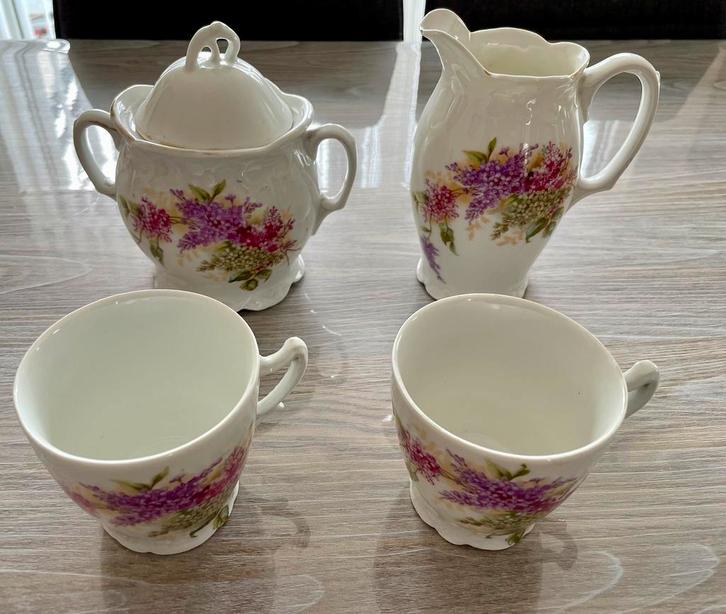 Porseleinen thee-/koffieset, 2 personen, jaren 20, Antiek en Kunst, Antiek | Servies los, Ophalen