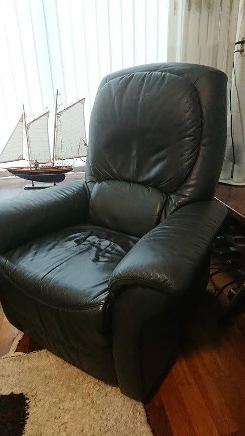 TE KOOP: BRUIN LEDEREN RELAX FAUTEUIL met twee motoren, Ophalen, Gebruikt, Leer