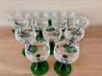 Vintage Glas Roemer op groene voet moezel 13 stuks 0,2ml, Ophalen of Verzenden