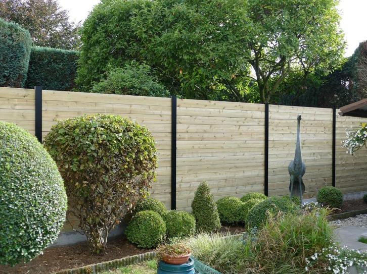 Houten tuinafsluiting met aluminium palen, Tuin en Terras, Schuttingen, Nieuw, Aluminium, Ophalen of Verzenden