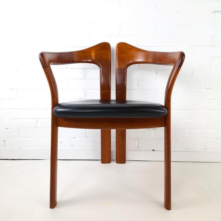 Vintage stoel Pablo stoel John Mortensen voor Koefoed, Huis en Inrichting, Stoelen, Gebruikt, Leer, Zwart, Ophalen