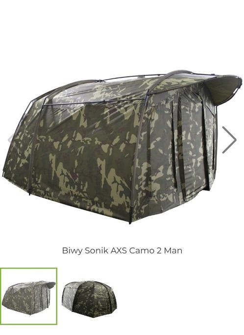 Bivvy Sonik AXS 2 man camo + 1 chambre, Watersport en Boten, Hengelsport | Algemeen, Gebruikt, Ophalen