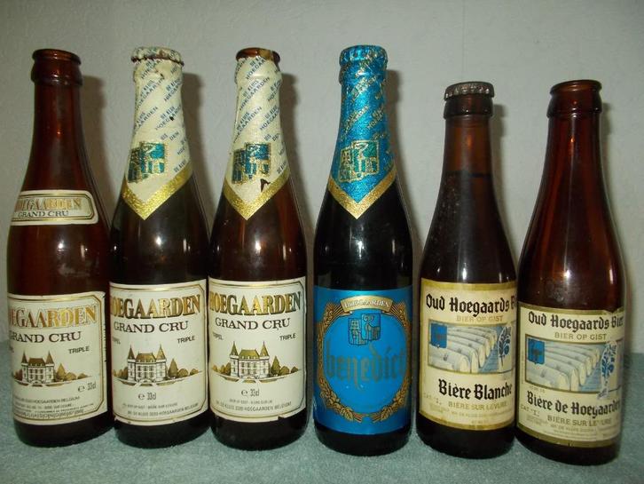6 Flessen Hoegaarden-Benedict-Oud Hoegaards bier-vol en lg, Verzamelen, Biermerken, Gebruikt, Flesje(s), Stella Artois, Verzenden
