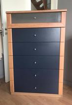 Houten ladekast / commode met 6 lades, Ophalen, Gebruikt, 5 laden of meer, 100 tot 150 cm
