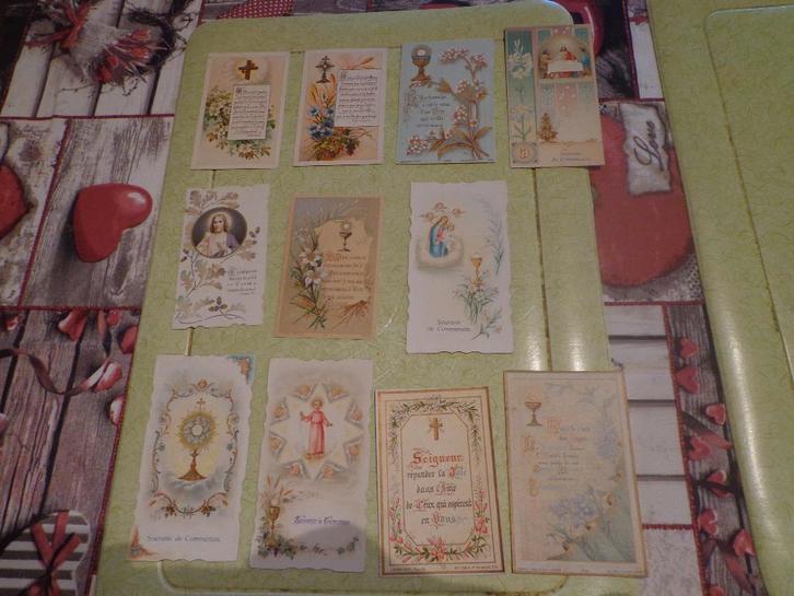 11 oude communieprentjes, Collections, Religion, Utilisé, Christianisme | Catholique, Carte ou Gravure, Enlèvement ou Envoi