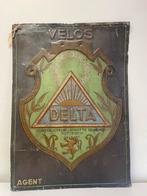 Ancienne enseigne publicitaire DELTA vélos 1934, Collections, Utilisé, Enlèvement ou Envoi, Panneau publicitaire