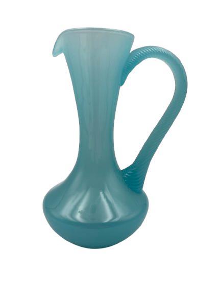 Turquoise Glas Waterkan / Karaf, Huis en Inrichting, Woonaccessoires | Vazen, Gebruikt, Blauw, Minder dan 50 cm, Glas, Ophalen of Verzenden