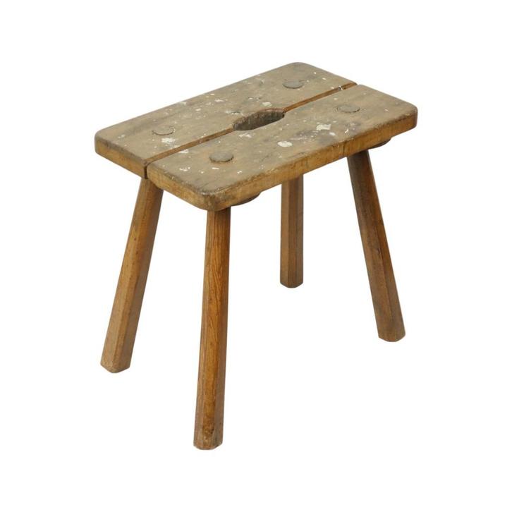 Karaktervolle Melkkruk Massief Houten Kruk Rustiek, Antiek en Kunst, Curiosa en Brocante, Ophalen of Verzenden