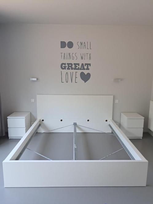 Teepersoonsbed Ikea Malm, Huis en Inrichting, Slaapkamer | Bedden, Gebruikt, Tweepersoons, 180 cm, 200 cm, Hout, Wit, Ophalen