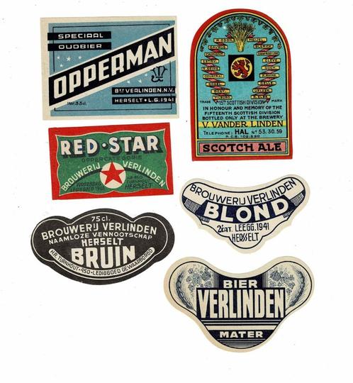 Oude bieretiketten van "VERLINDEN", Verzamelen, Biermerken, Nieuw, Overige typen, Overige merken, Verzenden