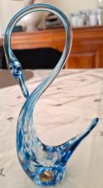 Blauwe kristallen zwaan van Val-Saint-Lambert. Hoogte 22 cm., Antiek en Kunst, Ophalen