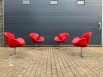 4x originele rood lederen Fritz Hansen Swan chairs Topstaat!, Ophalen of Verzenden, Sede cassina b&b italia artifort edra elda togo knoll vitra flos