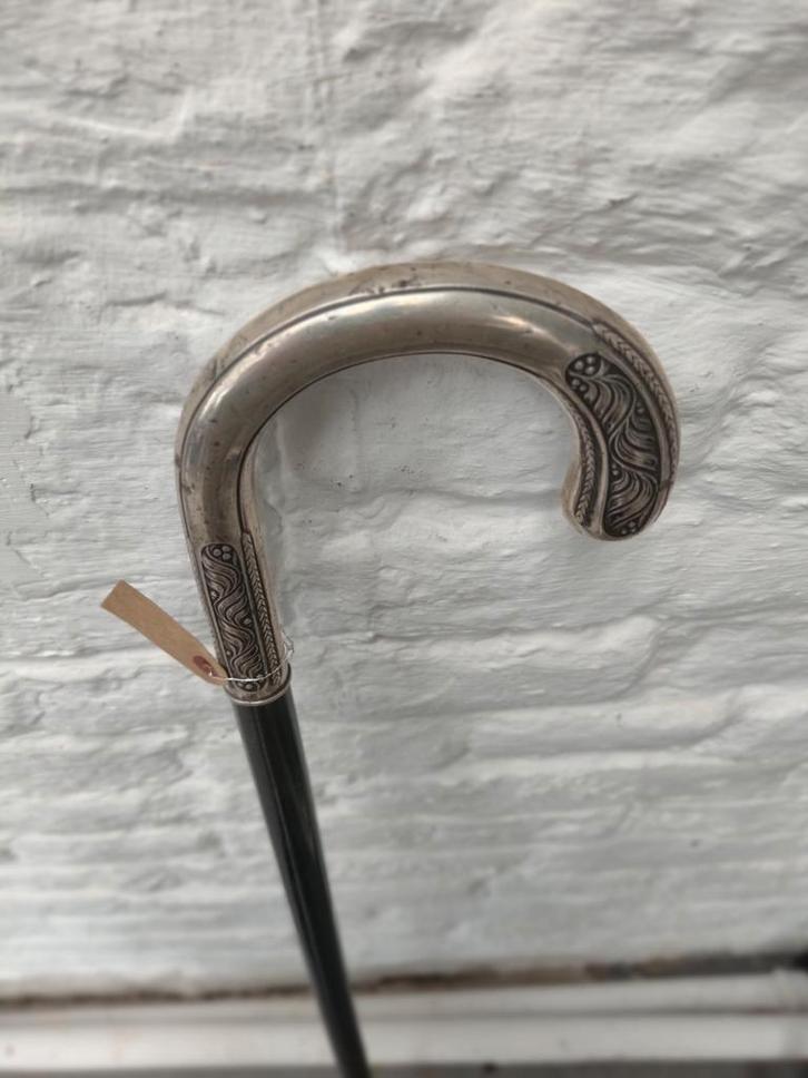 Superbe Canne argent/ ébène  86 cm, Antiquités & Art, Curiosités & Brocante