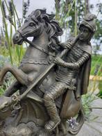 PRACHTIG BEELD VAN ST. GEORGE DIE DE DRAAK VERSLAAT, Ophalen of Verzenden, Brons