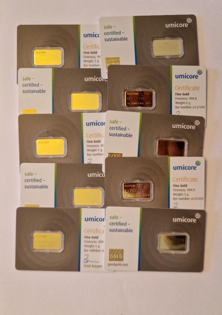 Lingots d'or Umicore 5 grammes 🧈🧈🧈, Timbres & Monnaies, Métaux nobles & Lingots, Or, Enlèvement ou Envoi