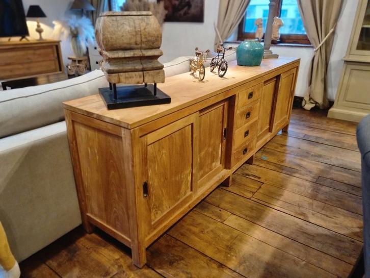 Teak dressoir GRATIS LEVERING, Huis en Inrichting, Kasten | Dressoirs, Zo goed als nieuw, 200 cm of meer, 25 tot 50 cm, Met lade(s)
