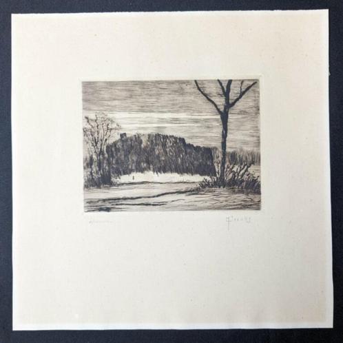ets boerderij - M. Jacobs - epreuve, Antiek en Kunst, Kunst | Etsen en Gravures, Ophalen of Verzenden