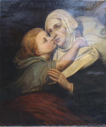 19de eeuws Moeder en Kind (O/D, 70 x 79 cm) beschikbaar voor biedingen