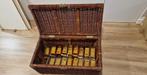 Vintage rieten opbergmand, koffer, kist met 45 goudstaven, Ophalen, Mand