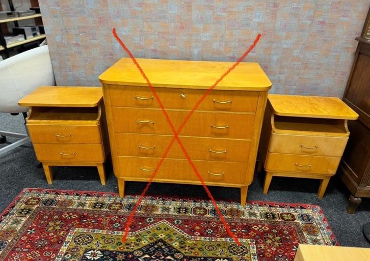 2 vintage midcentury nachtkastjes, Huis en Inrichting, Kasten | Overige, Ophalen of Verzenden