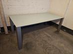 Tafel - 1m x 2m - mat glas - Alu onderstel, Huis en Inrichting, Tafels | Eettafels, Ophalen, Gebruikt, Glas