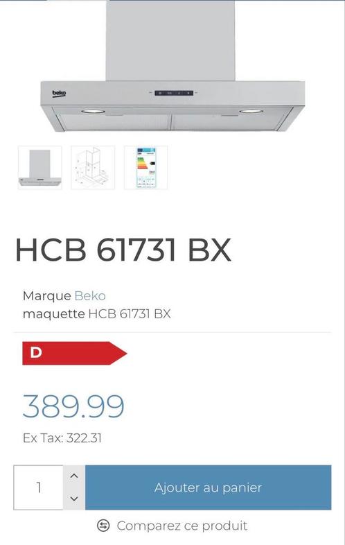 SCHOORSTEENKAP BEKO 60CM NIEUW VERPAKT, Elektronische apparatuur, Overige elektronische apparatuur, Nieuw