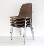 4 stapelbare space age stoelen - Vintage, Huis en Inrichting, Stoelen, Ophalen, Bruin, Zo goed als nieuw, Vier