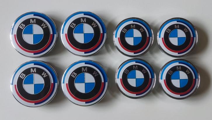 Lot 4 caches moyeux BMW 56/60/68 mm Logos 50ème anniversaire, Autos : Divers, Autos divers Autre, Enlèvement ou Envoi