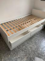 Lit IKEA av rangt+sommier à lattes, blanc, 90x200cm. 220€, Ophalen, Zo goed als nieuw, Eenpersoons, Wit
