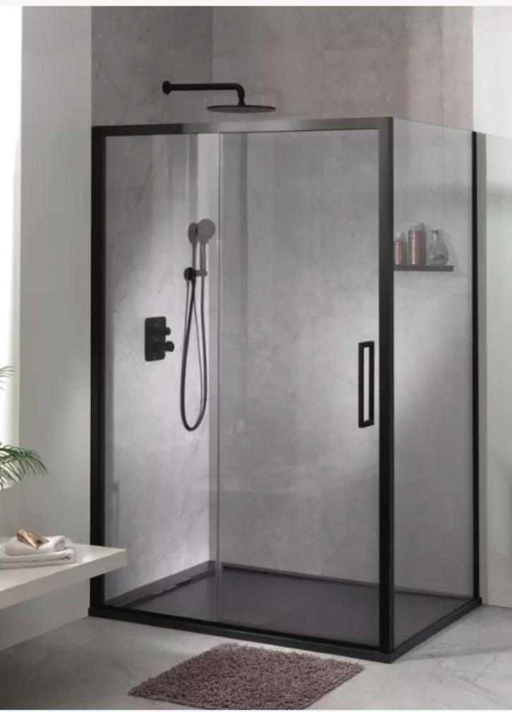 Hoekdouche met schuif- en zijwand 90x140cm, Doe-het-zelf en Bouw, Sanitair, Nieuw, Douche, Glas, Ophalen