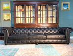 XXL Engels Chesterfield zetel zwart GRATIS GELEVERD, Huis en Inrichting, Ophalen of Verzenden, Zo goed als nieuw, Leer