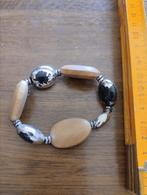 Armband hout en zilverkleurig, Ophalen of Verzenden, Zo goed als nieuw, Hout