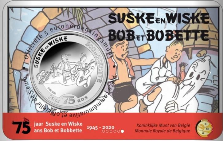 5 euromunt 75 jaar Suske en Wiske 2020 BLANKE VERSIE, Postzegels en Munten, Munten | Europa | Euromunten, Losse munt, 5 euro, België