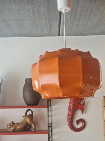 hanglamp , jaren 70 , oranje kleur , hanglamp , als nieuw  beschikbaar voor biedingen