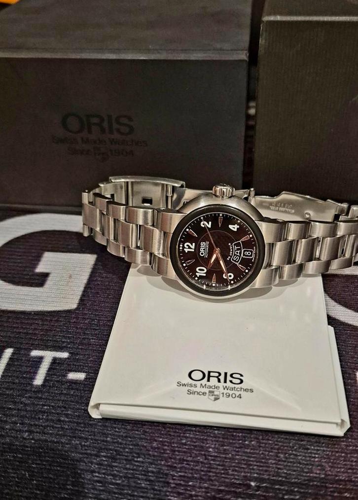 Oris day date automatic 41mm perfecte staat fullset, Handtassen en Accessoires, Horloges | Heren, Zo goed als nieuw, Polshorloge