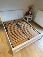 Houten bed 150x200 met lattenbodem (+ evt gratis matras), Ophalen, Gebruikt, Wit, Tweepersoons