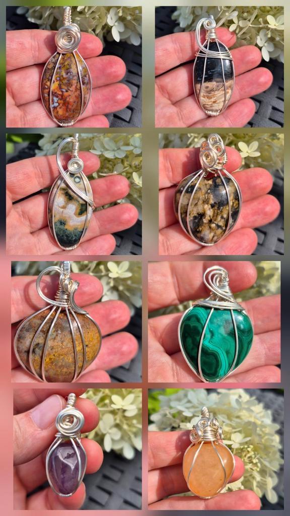 wirewrap edelstenen hanger zilverdraad juwelen sieraden, Handtassen en Accessoires, Edelstenen, Nieuw, Ophalen of Verzenden