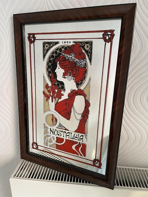 Vintage Spiegel - Alphonse Mucha "Nostalgia", Antiek en Kunst, Curiosa en Brocante, Ophalen