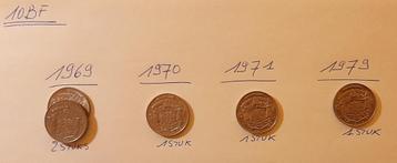 Verzameling oude Belgische frank munten 20 en 10fr