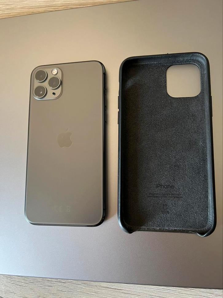 IPhone 11Pro Space Grey 64GB + Leather Case Apple, Telecommunicatie, Mobiele telefoons | Apple iPhone, Zo goed als nieuw, 64 GB