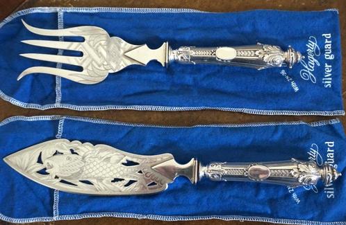 Antieke verzilverde vissnijservice, Antiek en Kunst, Antiek | Zilver en Goud, Zilver, Ophalen of Verzenden