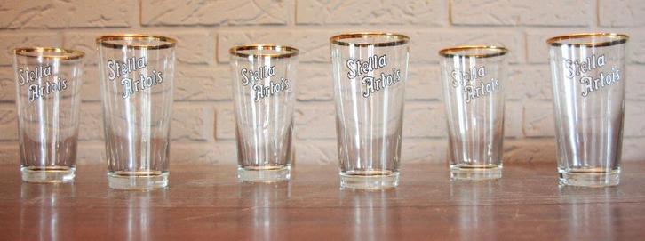 Stella Artois Boerkes Glazen 25cl / Gouden Randje / Jaren 60, Collections, Verres & Petits Verres, Comme neuf, Verre à bière, Enlèvement ou Envoi