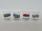 4 verzamelglazen iconische vintage voertuigen, Verzamelen, Ophalen of Verzenden, Gebruikt, Overige typen