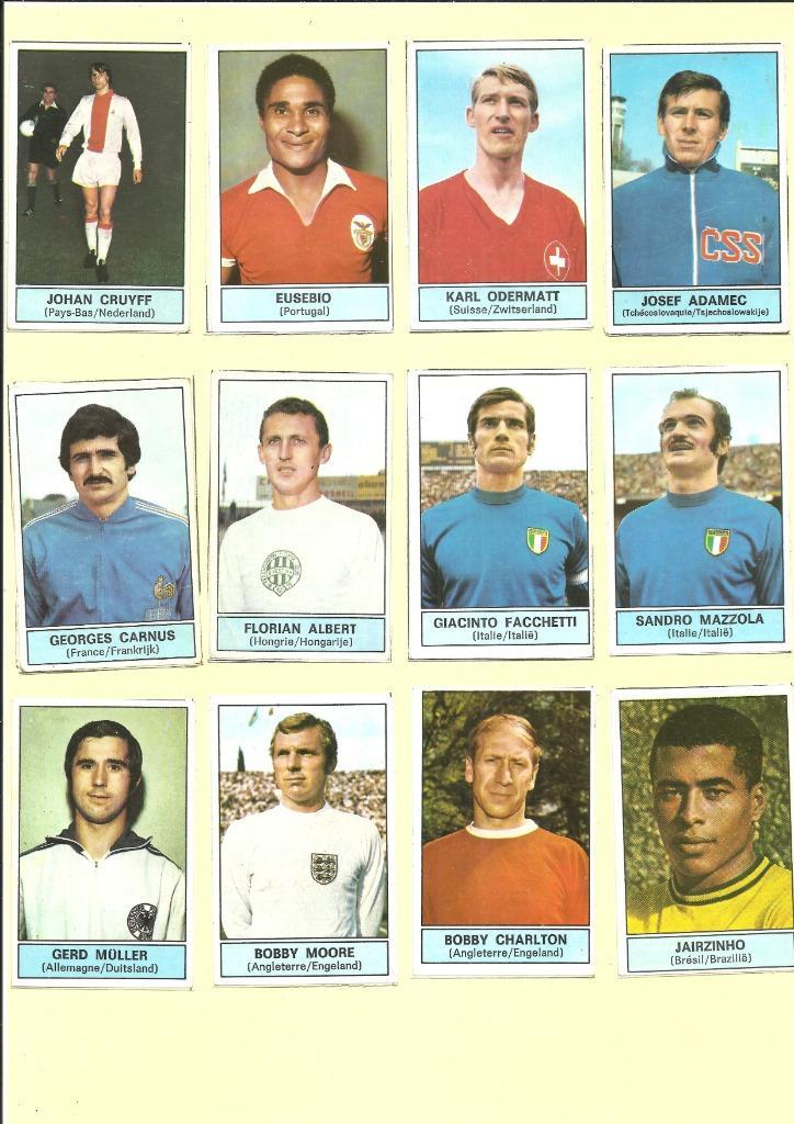 Panini 1972 - 1973 Internationals - 12 stickers (recups), Verzamelen, Stickers, Gebruikt, Sport, Ophalen of Verzenden