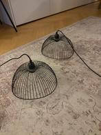 2 zwarte hanglampen, Maison & Meubles, Lampes | Suspensions, Enlèvement, Comme neuf, Métal, Moins de 50 cm